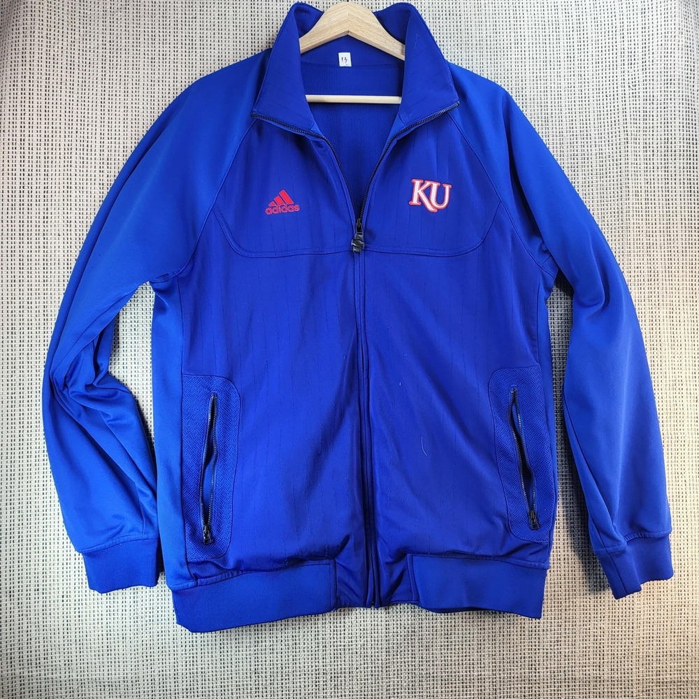 Kansas Jayhawks Jacket Mens‎ Medium Royal Blue NCAA Basketball Adidas Full Zip